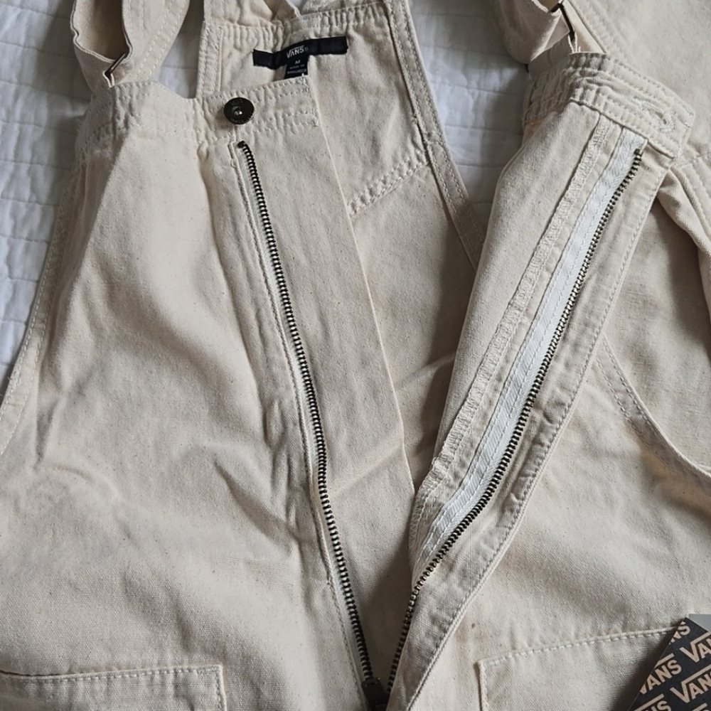 Vans Cotton Stryker Overalls Women Workwear Inspired Patches Cream New 102025 - Picture 8 of 11